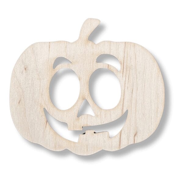 Drewniana Dynia Halloween DIY Sklejka Laser 8,2 cm x 9,3 cm 1 szt Drewniana dynia Halloween z wycięconą twarzą i ogonkiem, wykonana metodą cięcia laserowego ze sklejki brzozowej.