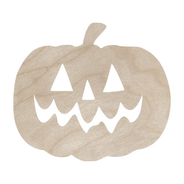 Drewniana Dynia Halloween Duża 57,5 cm Dekoracja DIY Decoupage Duża drewniana dynia z wyciętymi oczami i ząbkowanymi ustami, będąca bazą do dekoracji DIY o szerokości 65 cm.