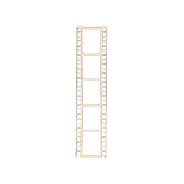 Drewniana Klisza Filmowa Scrapka ze Sklejki Cięta Laserowo 1 szt Drewniana klisza filmowa ze sklejki cięta laserowo prezentująca pojedynczą sztukę na białym tle.
