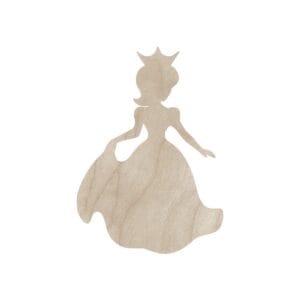 Drewniana kształtka księżniczka z koroną 10 cm jako baza do malowania i rękodzieła DIY.