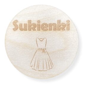 Drewniana Plakietka "Sukienka" do Decoupage i Rękodzieła 7,8 cm 1 sztuka Okrągła drewniana plakietka "Sukienka" do decoupage o średnicy 7,8 cm z grawerem i motywem sukienki.