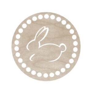Drewniana Podkładka pod Kubek z Królikiem Baza do Decoupage i Rękodzieła 10 cm Drewniana podkładka pod kubek z królikiem o średnicy 10 cm z wyciętymi laserowo otworami wokół krawędzi.