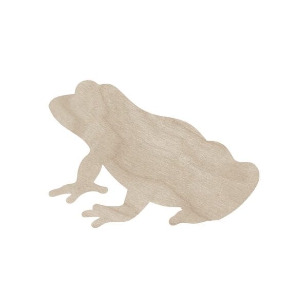 Drewniana Żaba Ropucha 15 cm Figurka Dekoracyjna DIY z Drewna Drewniana żaba ropucha 15 cm wycięta laserowo ze sklejki, zaprezentowana jako pojedyncza figurka DIY.