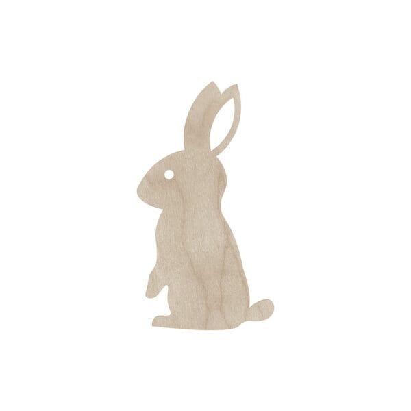 Drewniane Zajączki Wielkanocne DIY Figurki ze Sklejki, 10 szt Pojedyncza drewniana figurka zajączka wielkanocnego ze sklejki DIY na białym tle.