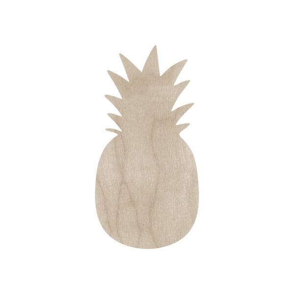 Drewniany ananas dekoracyjny ze sklejki o wysokości 15 cm, stanowiący bazę do rękodzieła i scrapbookingu.