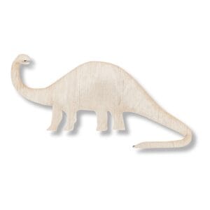 Drewniany Dekor Dinozaur Diplodok Laserowo Cięty ze Sklejki 8,5 cm x 16,4 cm Drewniany dekor dinozaur diplodok laserowo cięty ze sklejki 8,5 cm x 16,4 cm w kształcie długoszyjego dinozaura.