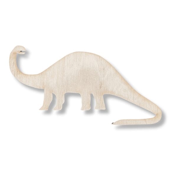 Drewniany Dekor Dinozaur Diplodok Laserowo Cięty ze Sklejki 8,5 cm x 16,4 cm Drewniany dekor dinozaur diplodok laserowo cięty ze sklejki 8,5 cm x 16,4 cm w kształcie długoszyjego dinozaura.