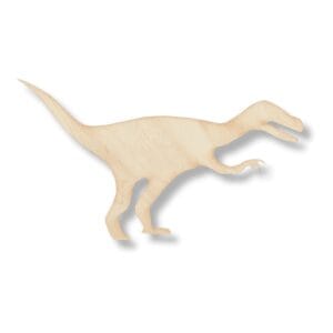 Drewniany dekor Velociraptor do DIY o wymiarach 8,2 cm x 15,2 cm, wycięty laserowo ze sklejki.