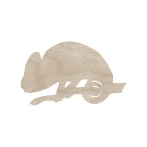 Drewniany Kameleon Laserowo Cięty Dekoracja DIY 15 cm Drewniany kameleon laserowo cięty ze sklejki o wymiarach 15 cm jako dekoracja do projektów DIY.