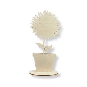 Drewniany Kwiat Chaber Ozdoba Stojąca 15 cm Dekoracja DIY Drewniany kwiat chaber ozdoba stojąca 15 cm dekoracja DIY z jasnej sklejki na stabilnej podstawce.