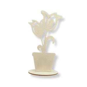 Drewniany Kwiat Tulipana i Krokusa Baza DIY 15 cm Drewniana baza DIY kwiat tulipana i krokusa w doniczce o wysokości 15 cm, wykonana ze sklejki.
