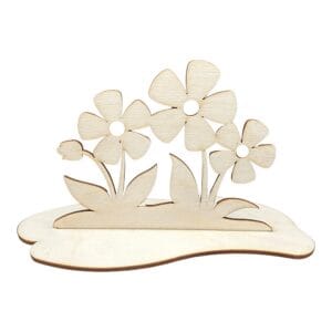 Drewniany Kwiatek Dekoracja DIY na Prezent Sklejka 9,3 cm x 12,3 cm Drewniany kwiatek dekoracja DIY na prezent sklejka 9,3 cm x 12,3 cm o naturalnym odcieniu na stabilnej podstawie.