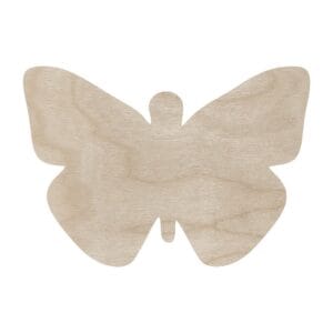 Drewniany motyl dekoracja DIY z jasnej sklejki brzozowej, wycięty laserowo o wymiarach 15 cm.