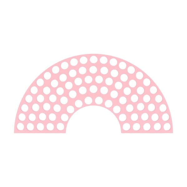 Baza Dekoracyjna Tęcza w Kropki z HDF Różowa 20 x 10 cm Różowa baza dekoracyjna w kształcie tęczy z płyty HDF o wymiarach 20 x 10 cm, z wyciętymi kropkami i otworami do makramy.
