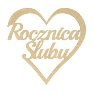 Dekoracja Serce Rocznica Ślubu z Płyty HDF 7,2 x 7 cm Klon Jasny klonowy dekoracja Serce Rocznica Ślubu z płyty HDF o wymiarach 7,2 x 7 cm z wyciętym laserowo napisem.