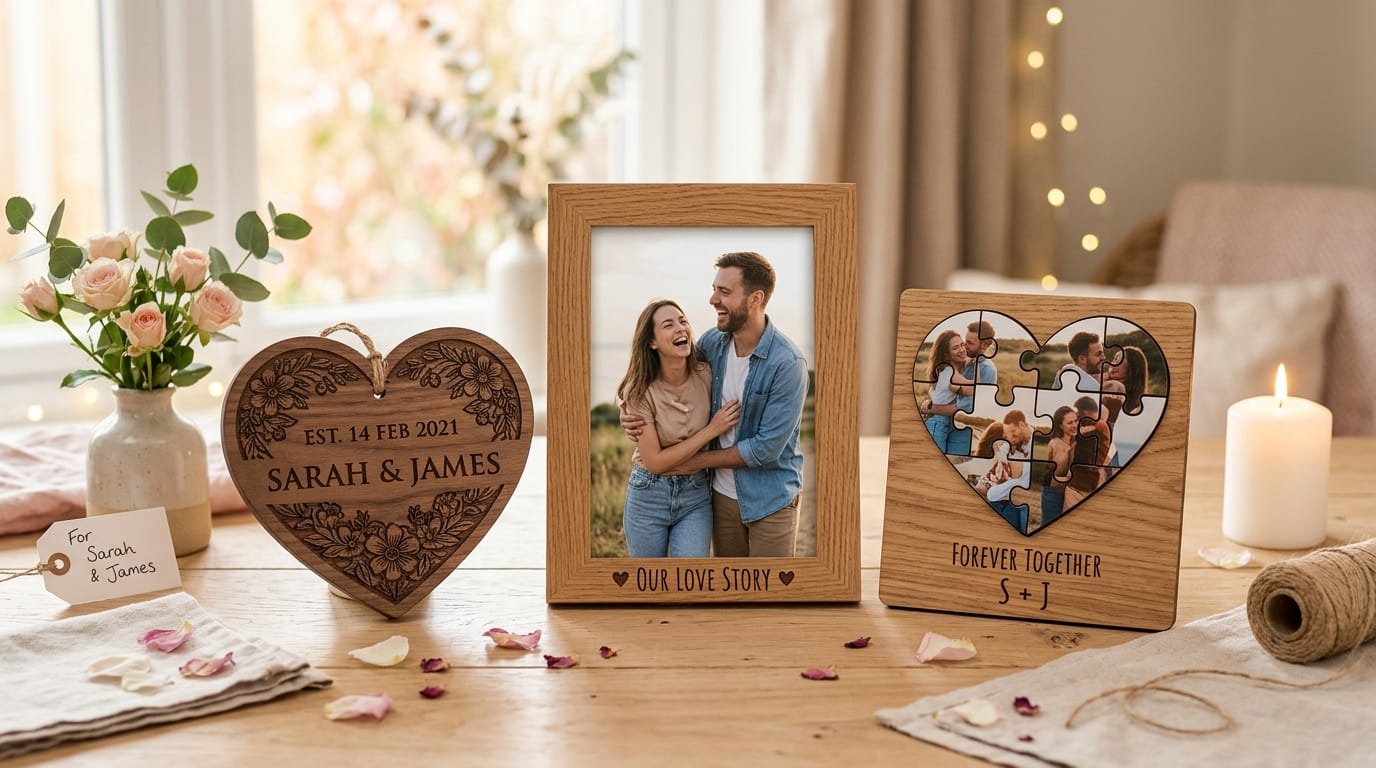 Drewniane prezenty na Walentynki dla par Personalizowane drewniane prezenty walentynkowe dla par