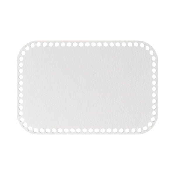 Baza do Koszyka HDF Biała Kwadrat 30 x 20 cm Biała baza do koszyka HDF o wymiarach 30x20 cm z zaokrąglonymi rogami i otworami do szydełkowania.