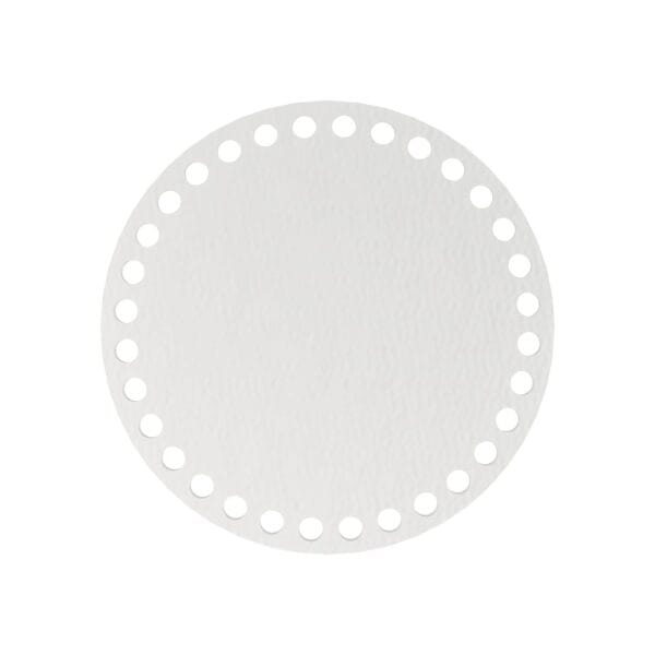 Baza do Koszyka Okrągła HDF Biała 15 cm Biała okrągła baza do koszyka HDF o średnicy 15 cm z wyciętymi otworami do szydełkowania.