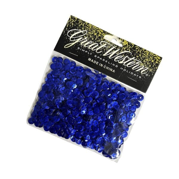 Ciemnoniebieskie Cekiny 6 mm 14 g do Rękodzieła i Zdobień Opakowanie ciemnoniebieskich cekinów 6 mm 14 g do rękodzieła i zdobień marki Great Western z widoczną etykietą.