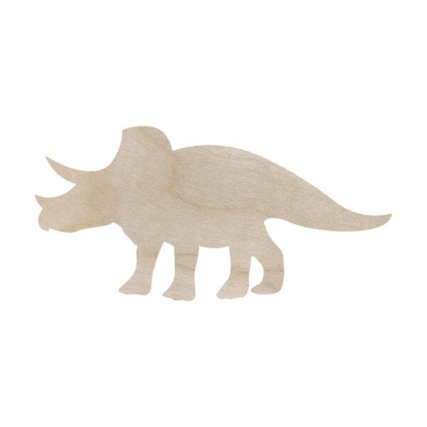 Dekor Drewniany ze Sklejki Dinozaur Triceratops Decoupage Drewniany dekor ze sklejki Dinozaur Triceratops do prac decoupage o wymiarach 6,8x3,2 cm.