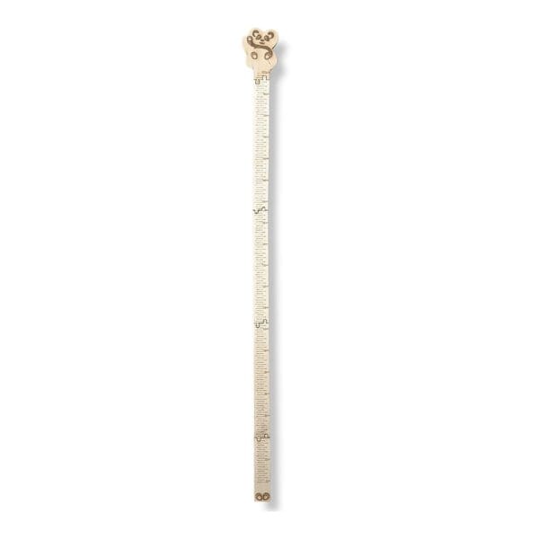Drewniana miarka wzrostu panda miś sklejka 8,5 x 110 cm pokazująca całą długość od dołu do góry z motywem zwierzęcym.