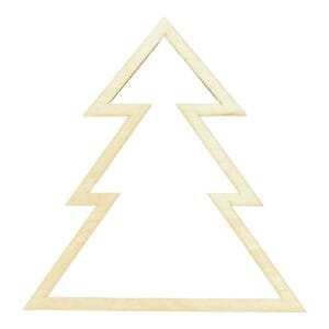 Drewniana obręcz choinka do makramy cięta laserowo 23,5 x 25 cm w naturalnym odcieniu sklejki.