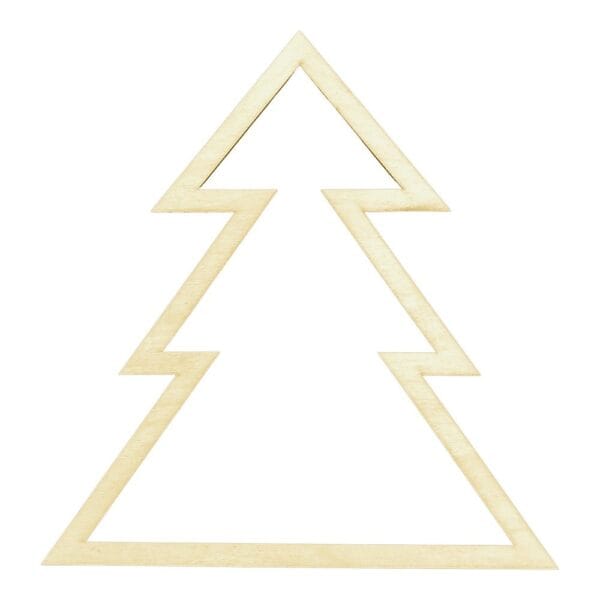 Drewniana obręcz choinka do makramy cięta laserowo 23,5 x 25 cm w naturalnym odcieniu sklejki.
