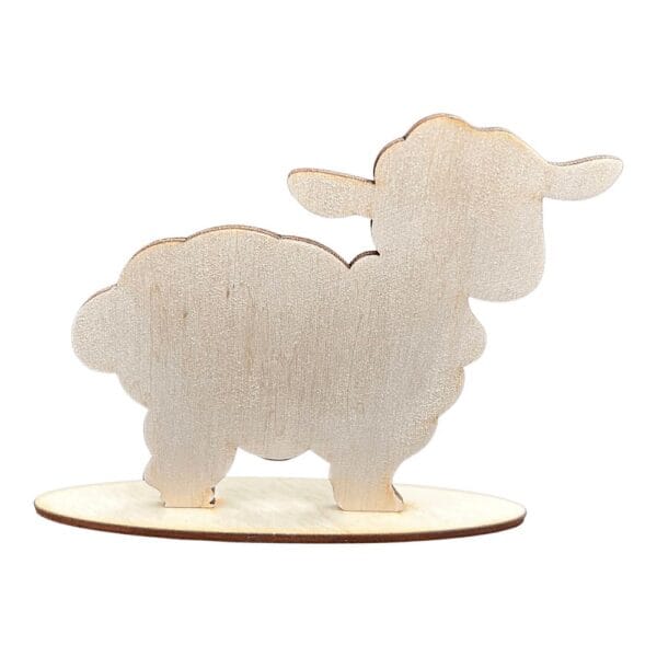 Drewniana Owca Baranek DIY z Laserowo Ciętej Sklejki 12 x 10 cm na Stojaku - zdjęcie 1 Drewniana owca baranek DIY ze sklejki 12x10 cm na stojaku.