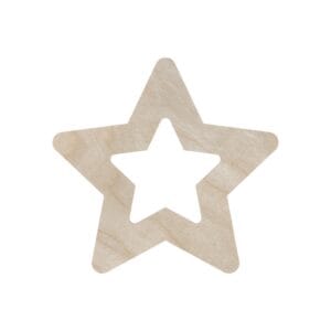 Drewniana Zawieszka Gwiazdka Dekor Scrapka Decoupage 6 cm Drewniana zawieszka gwiazdka dekor scrapka decoupage 6 cm z jasnej sklejki z wewnętrznym wycięciem w kształcie gwiazdy.