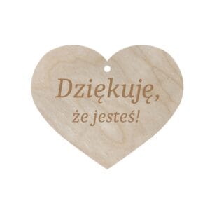 Drewniana Zawieszka Serce do Auta Brelok Dziękuję Że Jesteś Drewniana zawieszka serce do auta brelok Dziękuję Że Jesteś z grawerem na powierzchni i otworem do zawieszenia.