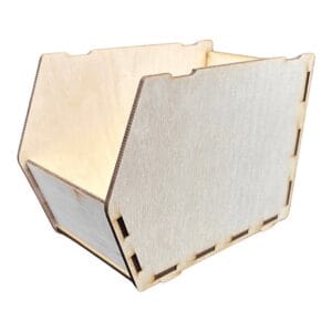 Drewniane Pudełko Warsztatowe Laserowo Cięte ze Sklejki 8,7 x 16x11,6 cm Pojemnik DIY Drewniane pudełko warsztatowe laserowo cięte ze sklejki 8,7 x 16x11,6 cm w ujęciu od przodu.