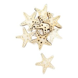 Drewniane Rozgwiazdy Scrapki Cięte Laserowo 3 mm 10 szt Zestaw drewnianych rozgwiazd ze sklejki 3 mm w formie ciętych laserowo scrapków DIY w liczbie 10 sztuk.