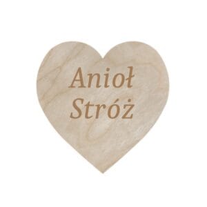 Drewniane Serce z Grawerem Anioł Stróż Scrapka 3 cm Drewniane serce z grawerem Anioł Stróż o wymiarach 3 cm wykonane ze sklejki.