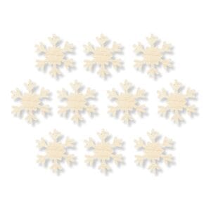 Drewniane Śnieżynki ze Sklejki 3 x 3 cm Zestaw 10 szt Zestaw 10 sztuk drewnianych śnieżynek ze sklejki o wymiarach 3 x 3 cm, przeznaczonych do dekoracji.
