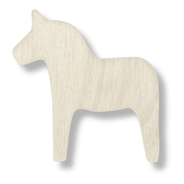 Drewniany konik dekoracyjny ze sklejki do decoupage o wysokości 7,1 cm w naturalnym kolorze jasnego drewna.