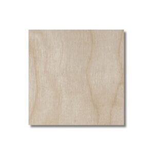 Drewniany kwadrat ze sklejki o wymiarach 6 cm z widoczną naturalną fakturą drewna i gładką powierzchnią do projektów DIY.