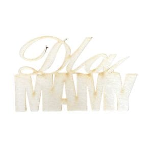Drewniany napis Dla MAMY wykonany ze sklejki o wymiarach 9,2 x 5,2 cm z precyzyjnymi krawędziami po cięciu laserowym.