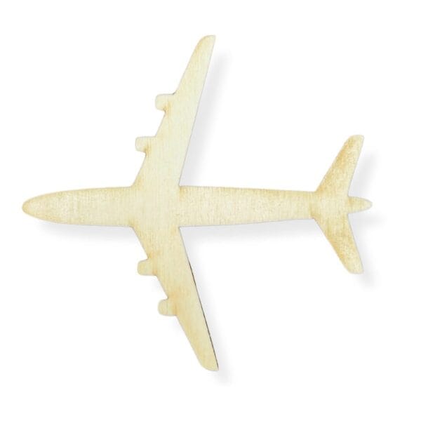 Drewniany Samolot 9,3 cm do Scrapbookingu 1 szt Pojedynczy drewniany samolot o szerokości 9,3 cm wycięty laserowo ze sklejki do scrapbookingu i rękodzieła.