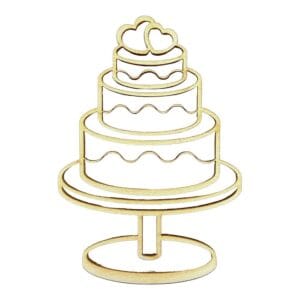 Drewniany tort dekoracja 6 x 9 cm ze sklejki, wycięty laserowo z gładkimi krawędziami.