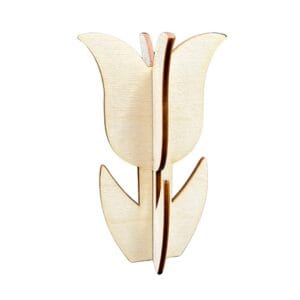 Tulipan 3D stojący 12 cm o trójwymiarowej formie z dopasowanych elementów tworzący stabilną dekorację.