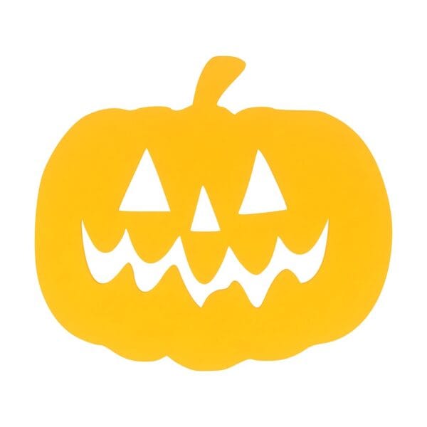 Pomarańczowa dynia Halloween z płyty HDF o wymiarach 35,8x31,6 cm, idealna jako jesienna ozdoba wnętrz.
