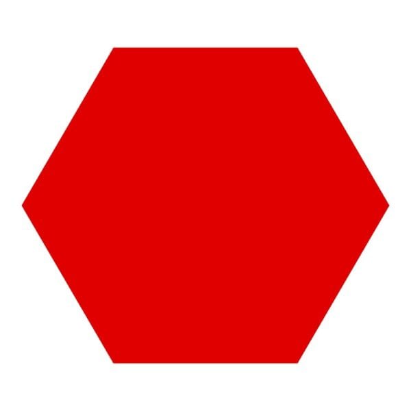 Heksagon Dekoracyjny Czerwony 14 x 12,1 cm HDF 3 mm Czerwony heksagon dekoracyjny 14 x 12,1 cm z HDF o grubości 3 mm w widoku z przodu.