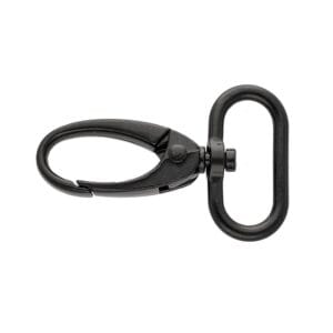 Karabińczyk Metalowy Czarny Mat 20 mm Akcesoria DIY Czarny matowy karabińczyk metalowy 20 mm z obrotowym uchem do torebek i projektów DIY.
