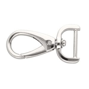Karabińczyk Metalowy Nikiel Połysk 20 mm Brelok Akcesoria DIY Metalowy karabińczyk nikiel połysk 20 mm z obrotową bazą w widoku z boku.