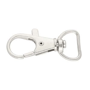 Karabińczyk Rybka Obrotowy Nikiel 20 mm 10 szt Niklowany karabińczyk obrotowy typu rybka o szerokości 20 mm w pojedynczej sztuce z zestawu 10 sztuk.