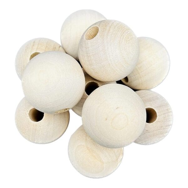 Koraliki Drewniane 30 mm z Otworem 7 mm 10 szt do Rękodzieła Zestaw 10 sztuk naturalnych koralików drewnianych o średnicy 30 mm i dużym otworze do rękodzieła.
