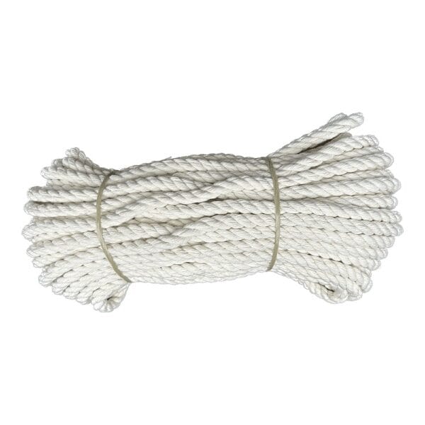 Lina Bawełniana Kręcona 8 mm Biała 25 m Naturalny Sznur Żeglarski DIY Biała lina bawełniana kręcona 8 mm o długości 25 m, zwinięta w schludny motek spięty wiązaniami.