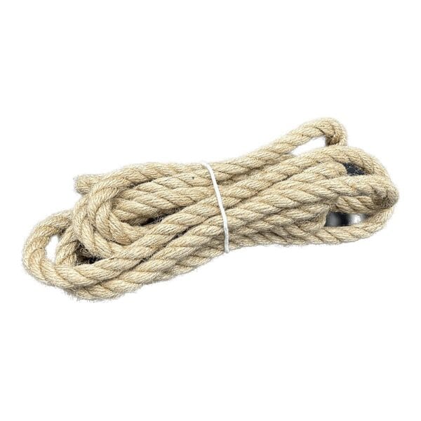 Lina Jutowa Gruba 16 mm 5 m Naturalna Wytrzymały Sznurek do Dekoracji i DIY Gruba lina jutowa 16 mm o długości 5 m w kolorze naturalnym, złączona cienkim sznurkiem.