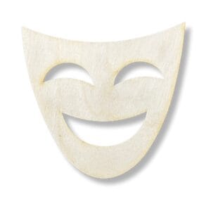 Maska Dekoracyjna Drewniana Sklejka Laserowo Cięta 10,5 x 9,5 cm 1 szt Maska dekoracyjna drewniana ze sklejki o wymiarach 10,5 x 9,5 cm, precyzyjnie cięta laserowo z wykrojonymi oczami i uśmiechem.