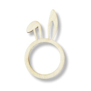 Obręcz na Serwetki Drewniana Laserowo Cięta 6,1 cm 1 szt Drewniana laserowo cięta obręcz na serwetki w kształcie króliczych uszu o średnicy 6,1 cm.